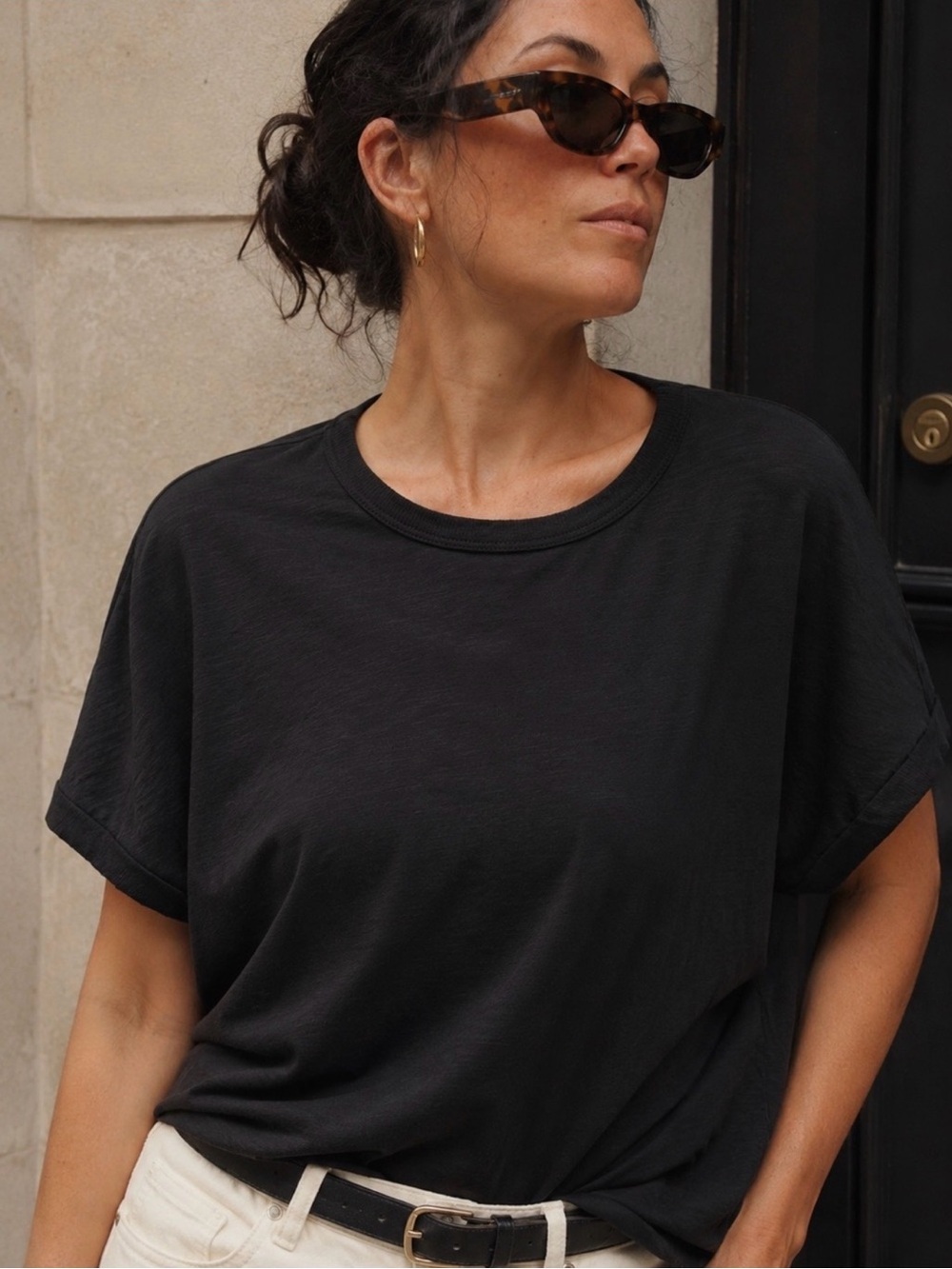 NWOT Madewell Black 100% Cotton Relaxed Crewneck Tee Size L
